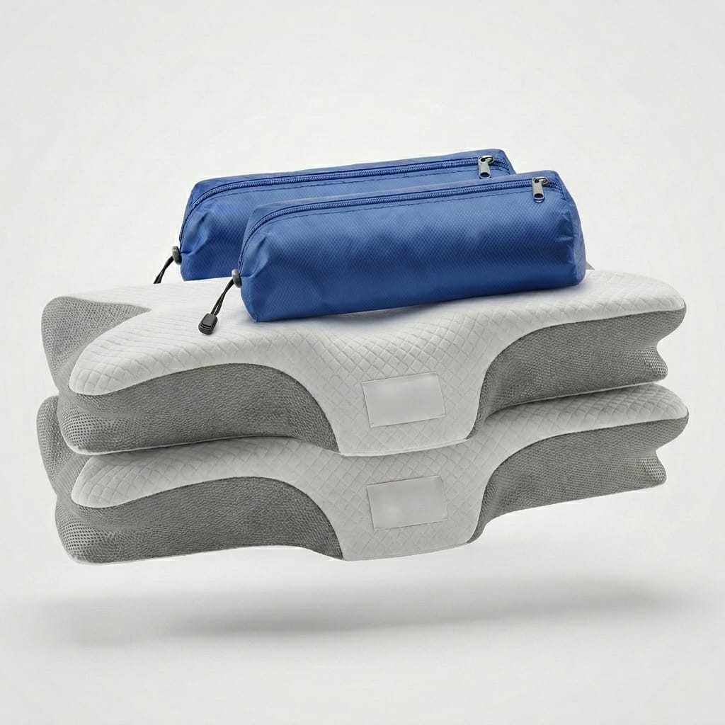 Kit com 2 travesseiros ergonômicos e bolsas de transporte